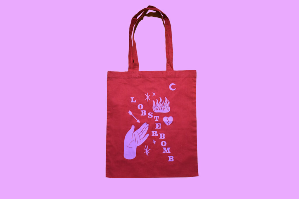 lobsterbomb band tote bag